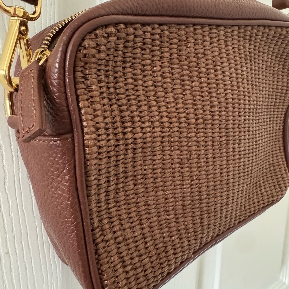 Quince Italian Leather & Raffia Crossbody - Picture 9 of 11